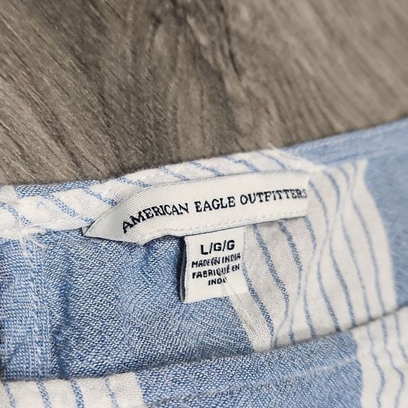 Blue & White Striped American Eagle Outfitter Boho Batwing Top - Picture 5 of 7